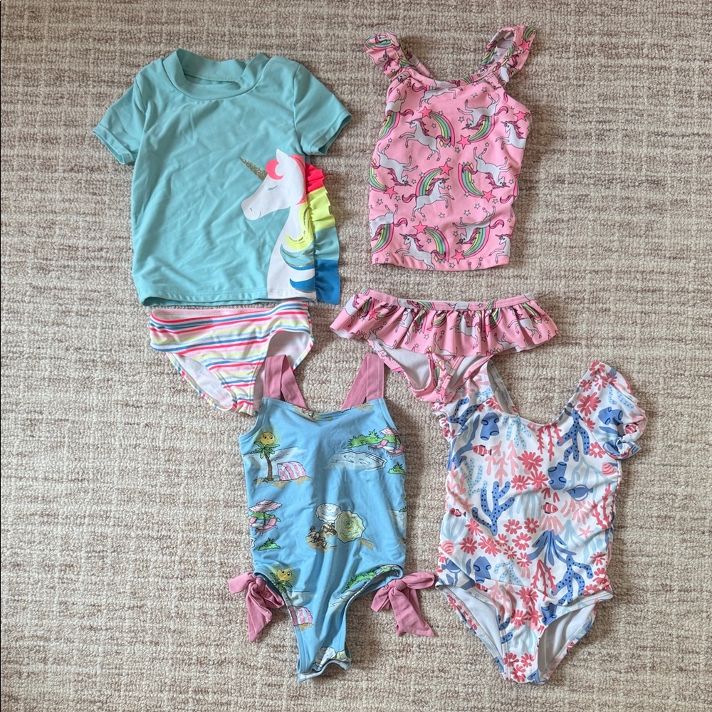 Toddler Girl Colorful Kids' Swimsuit Set - 4 Bathing suits - 3T